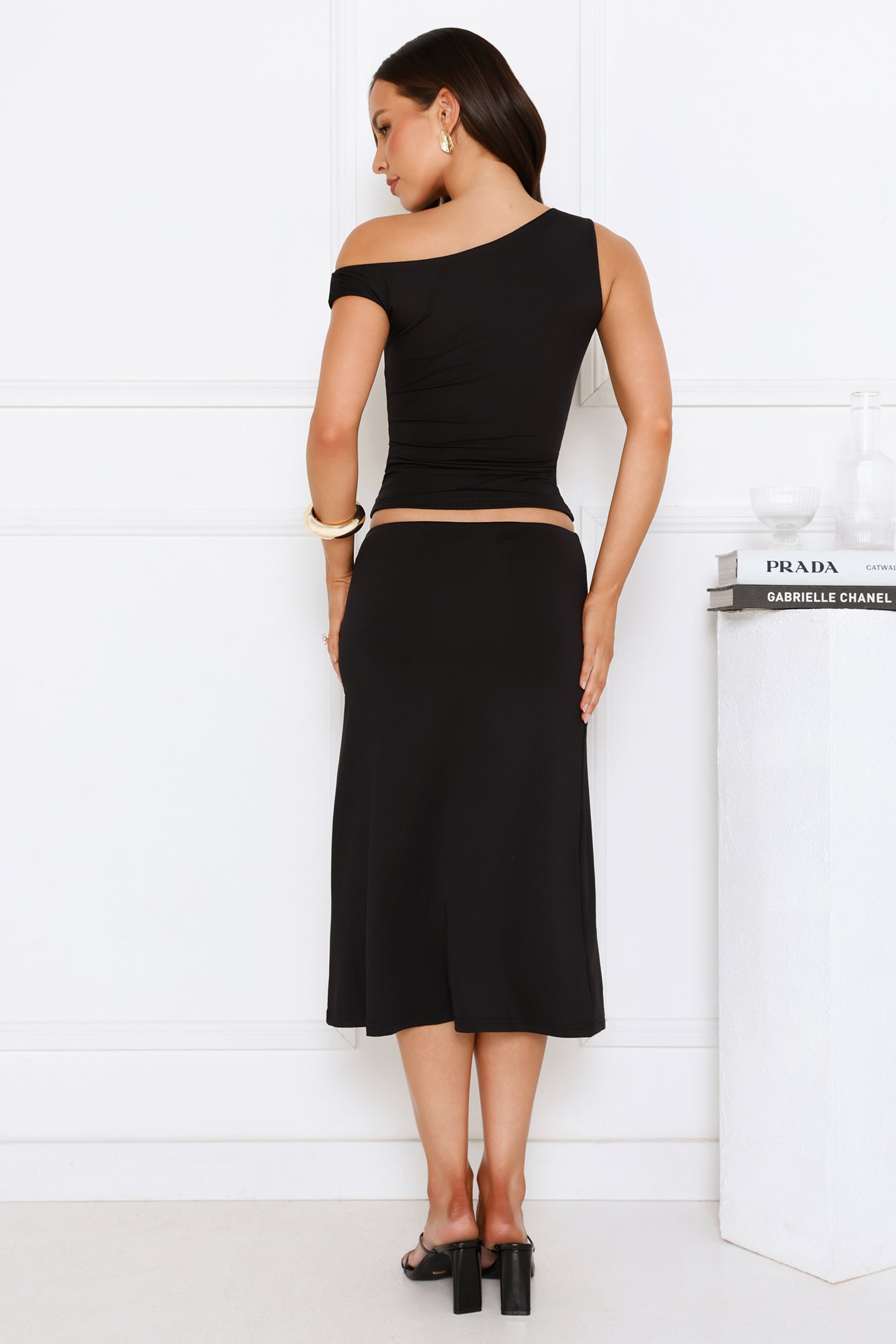 Starlit Muse Midi Skirt Black