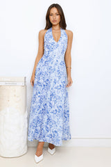 Soft Twilight Halter Maxi Dress Blue