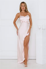 Rosewater Kiss Satin Maxi Dress Pink