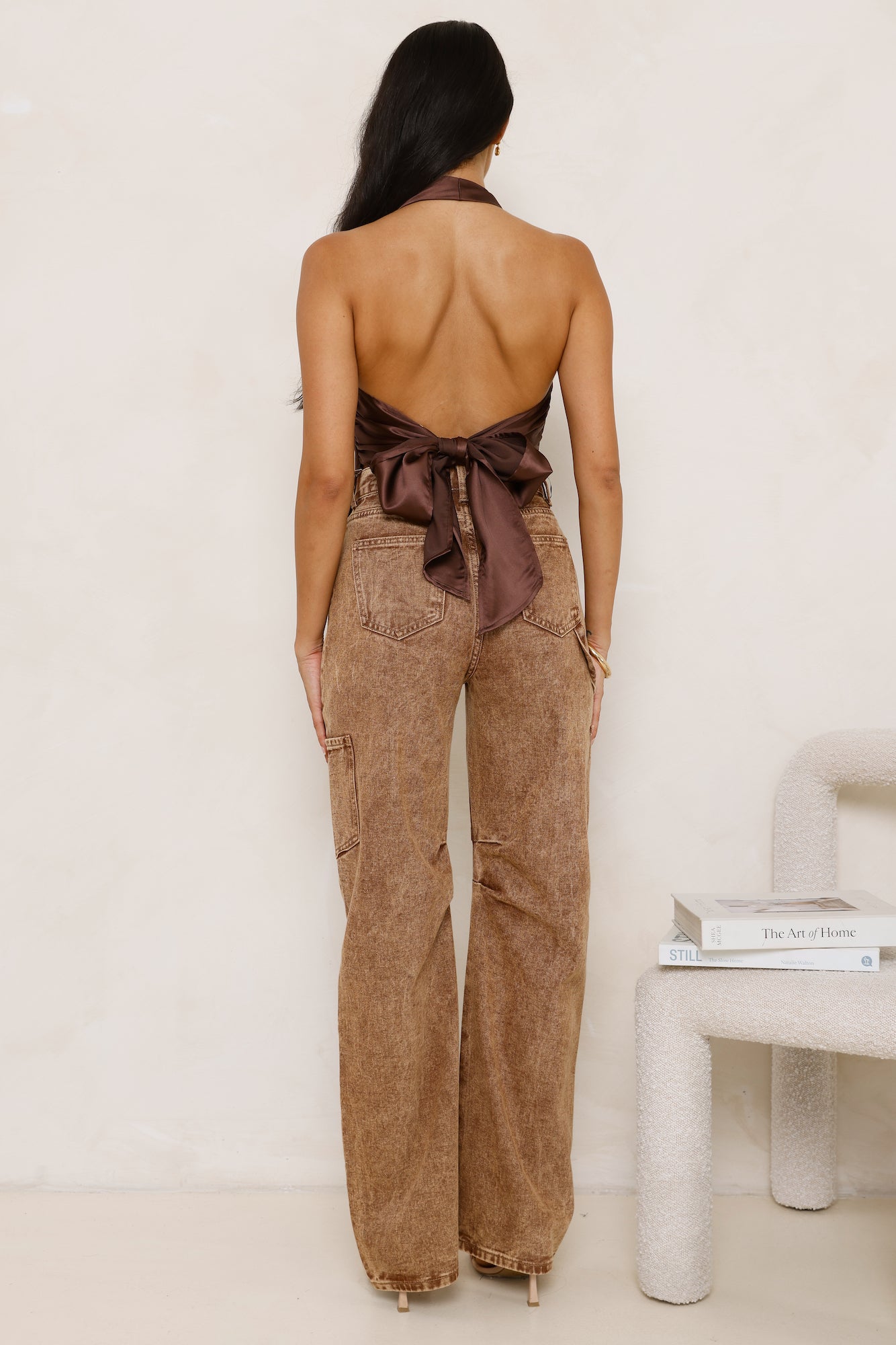 Serenity Sands Satin Halter Top Brown