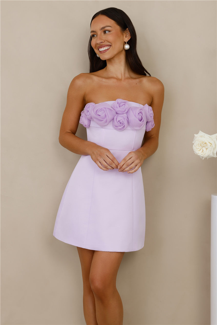 Wild Rose Affair Strapless Mini Dress Lilac