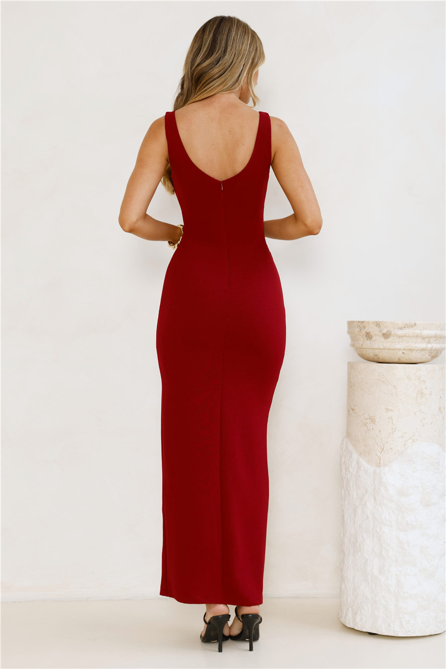 Starlit Grace Maxi Dress Burgundy