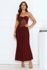 Can’t Get Enough Strapless Maxi Dress Burgundy