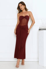Can’t Get Enough Strapless Maxi Dress Burgundy