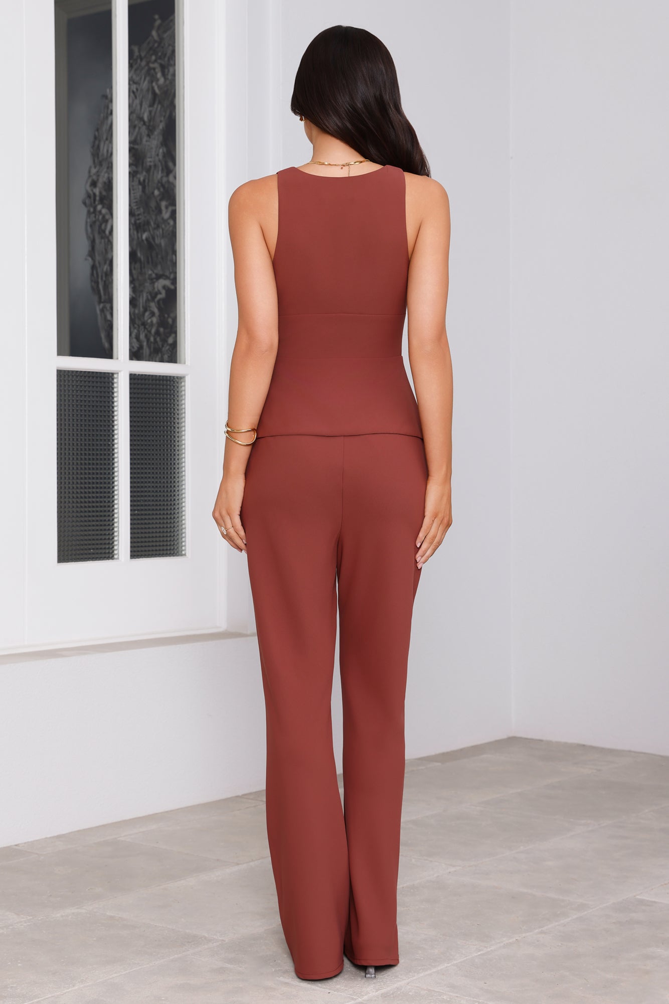 Sharp Hour Tailored Top Brown