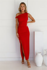 Move Me Off Shoulder Maxi Dress Red