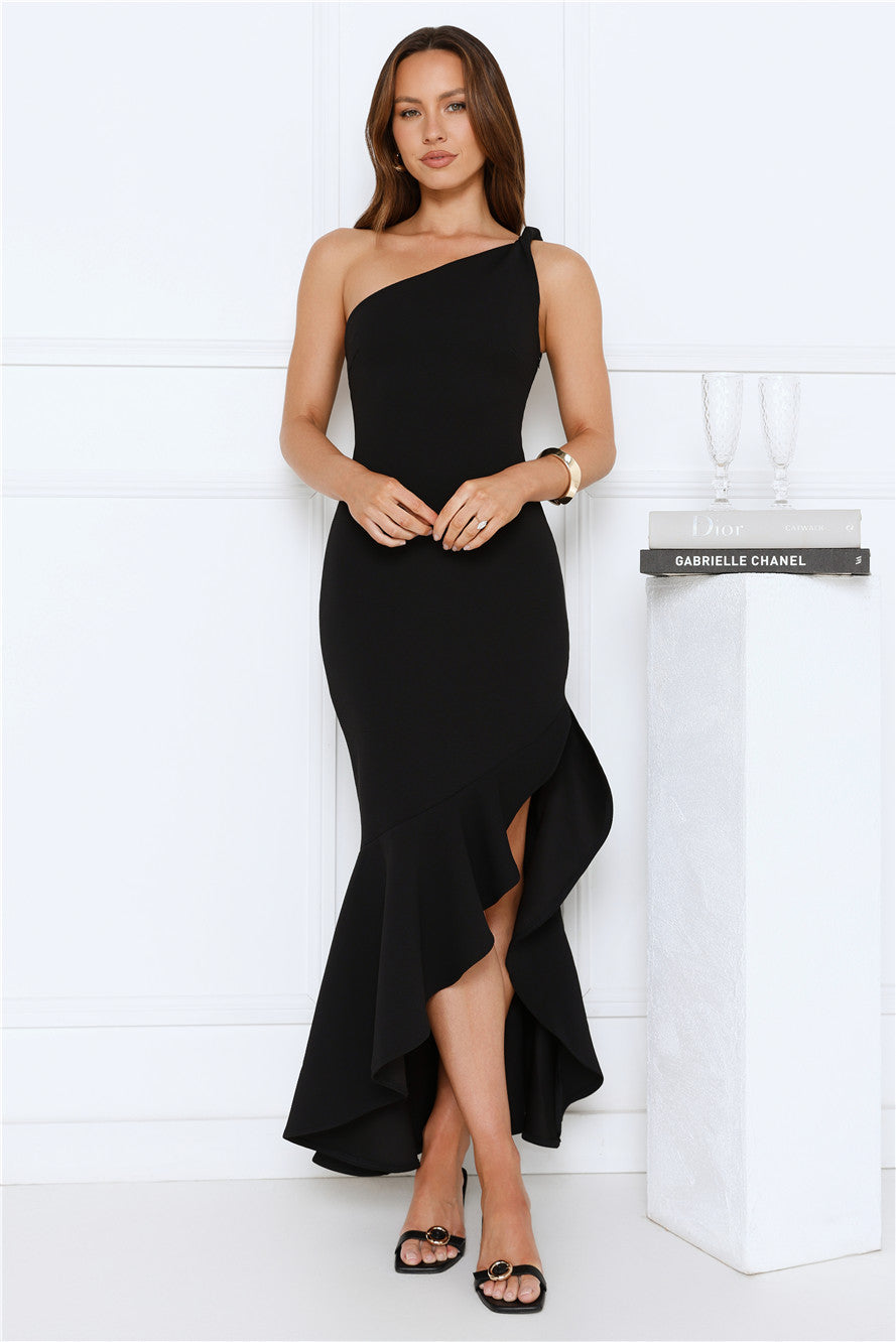 Go To Girl One Shoulder Maxi Dress Black