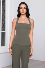 Modern Code Tailored Halter Top Khaki