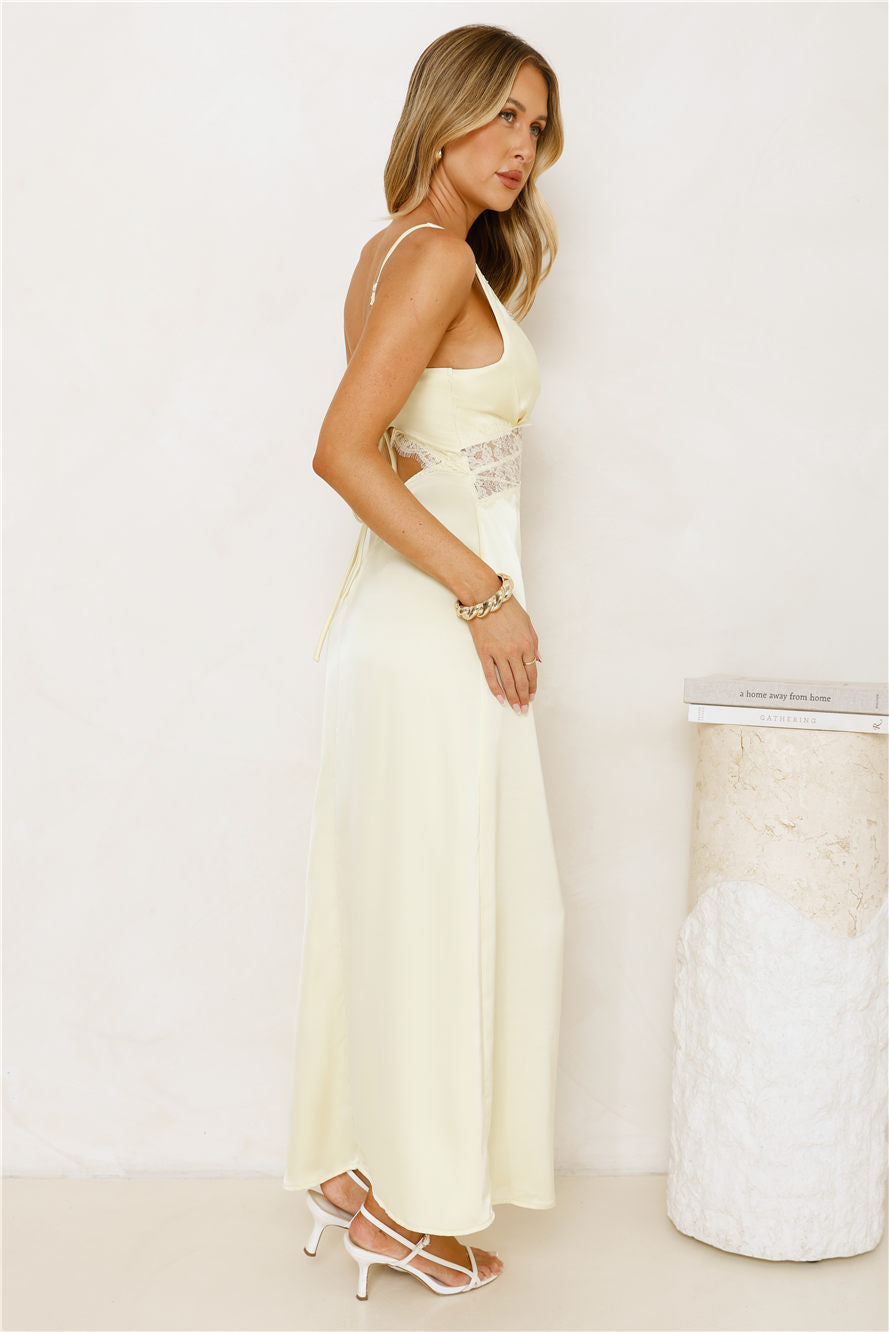 Softly In Season Satin Maxi Dress Yellow