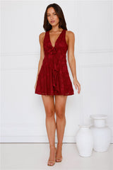 Sense Of Charm Mini Dress Burgundy