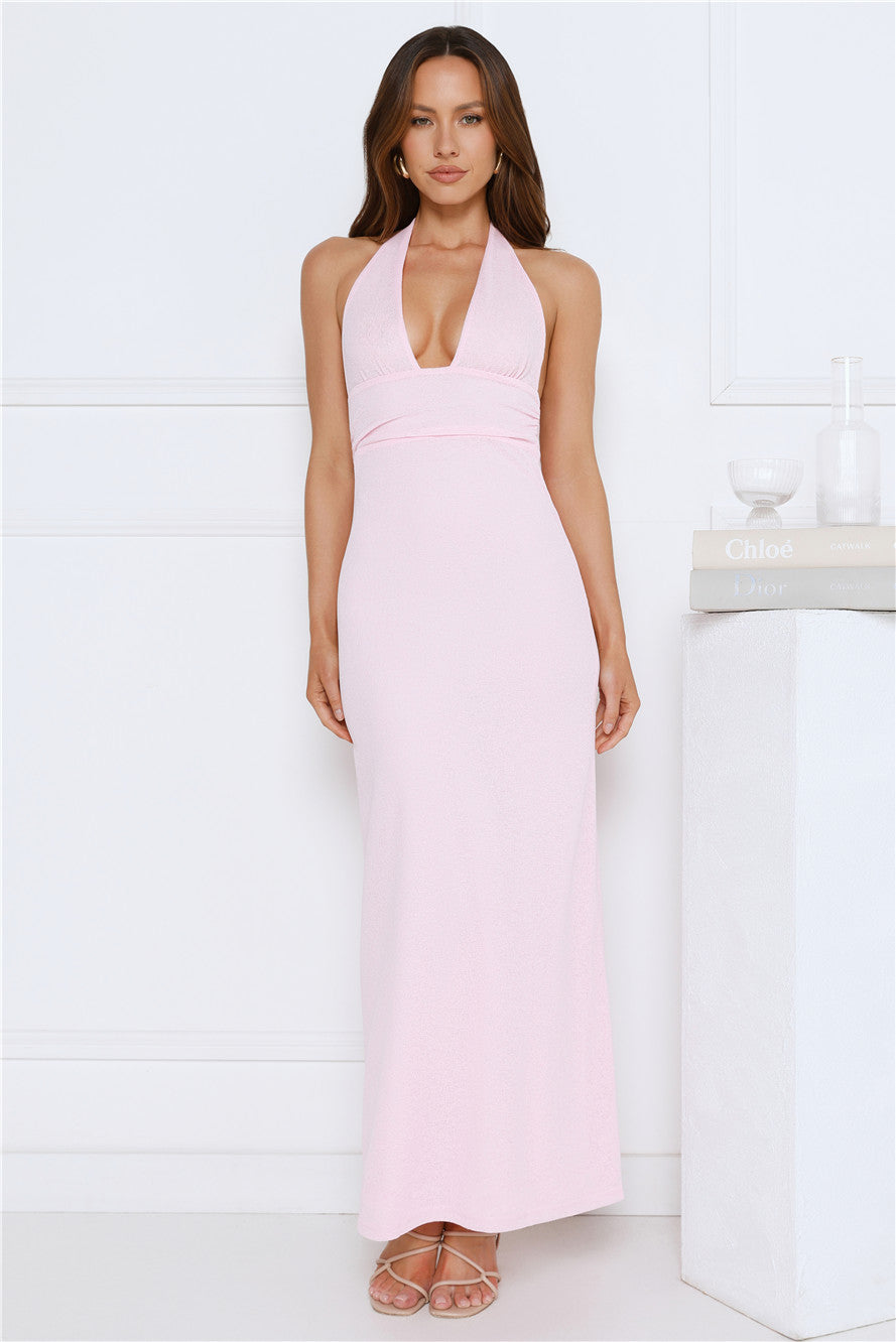 Palm Avenue Halter Maxi Dress Pink