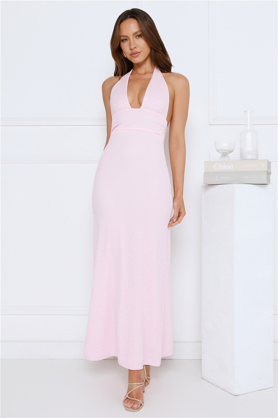 Palm Avenue Halter Maxi Dress Pink
