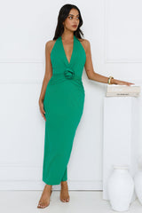 Sparkling Evening Halter Maxi Dress Green