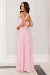 Sunset Waves One Shoulder Maxi Dress Pink