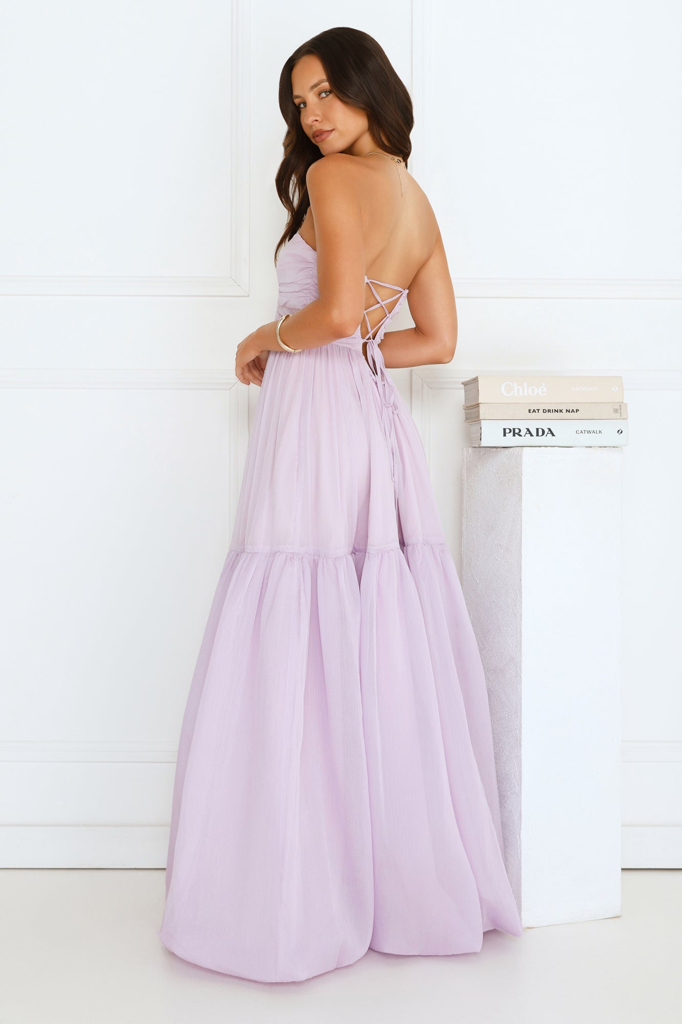 Unforgettable Style Strapless Maxi Dress Lilac