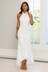 Hints Of Wildflowers Halter Maxi Dress White