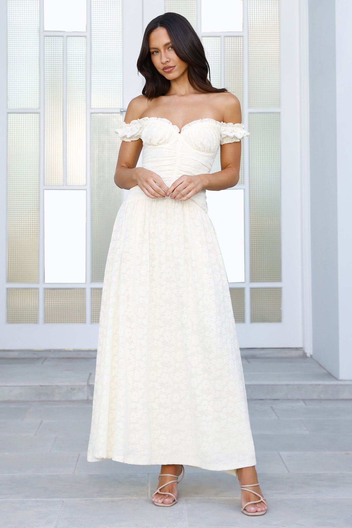 Soft Serve Off Shoulder Maxi Dress Yellow
