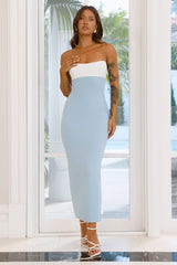 Silent Allure Strapless Maxi Dress Blue