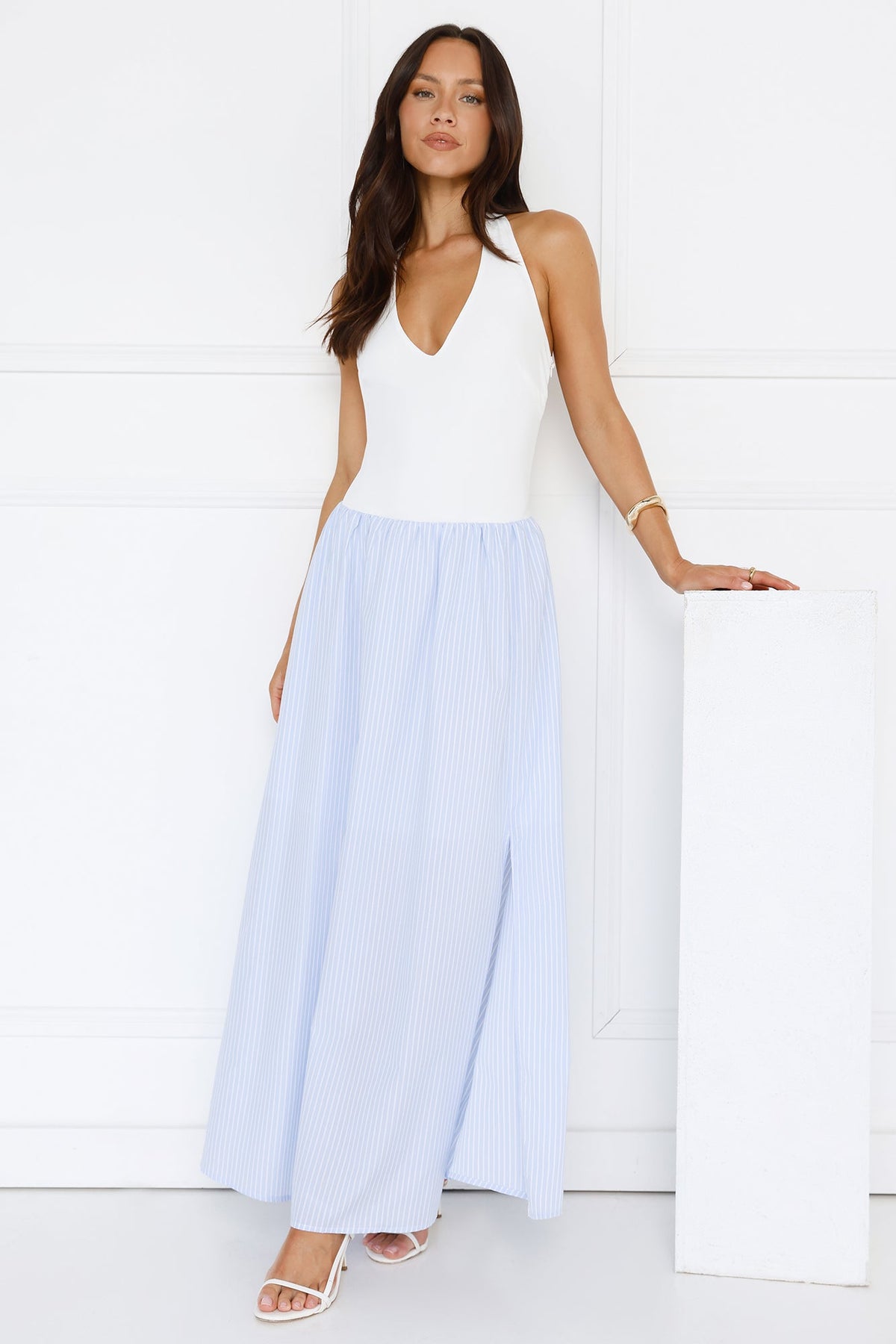 Salt In Her Hair Halter Maxi Dress Blue