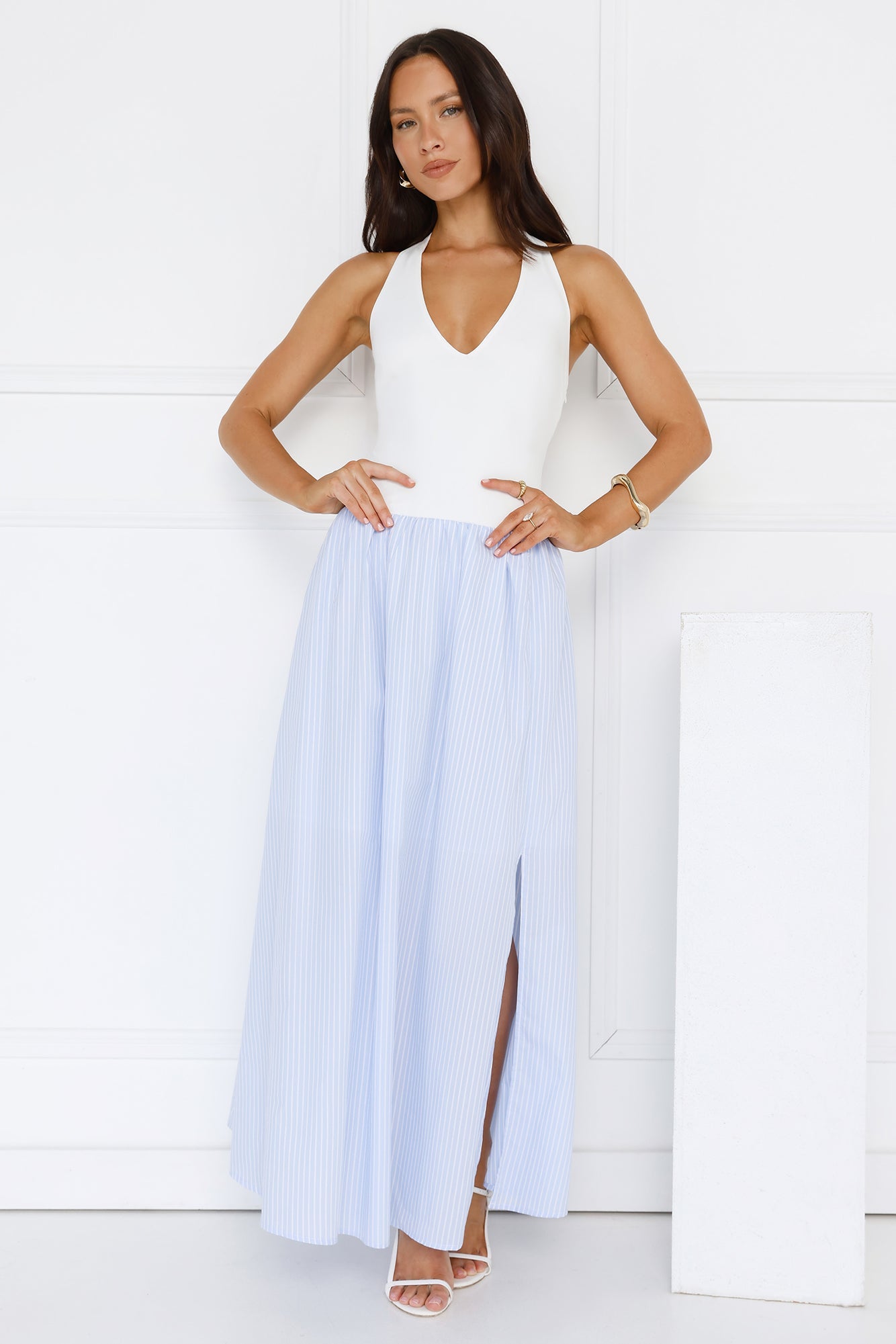 Salt In Her Hair Halter Maxi Dress Blue