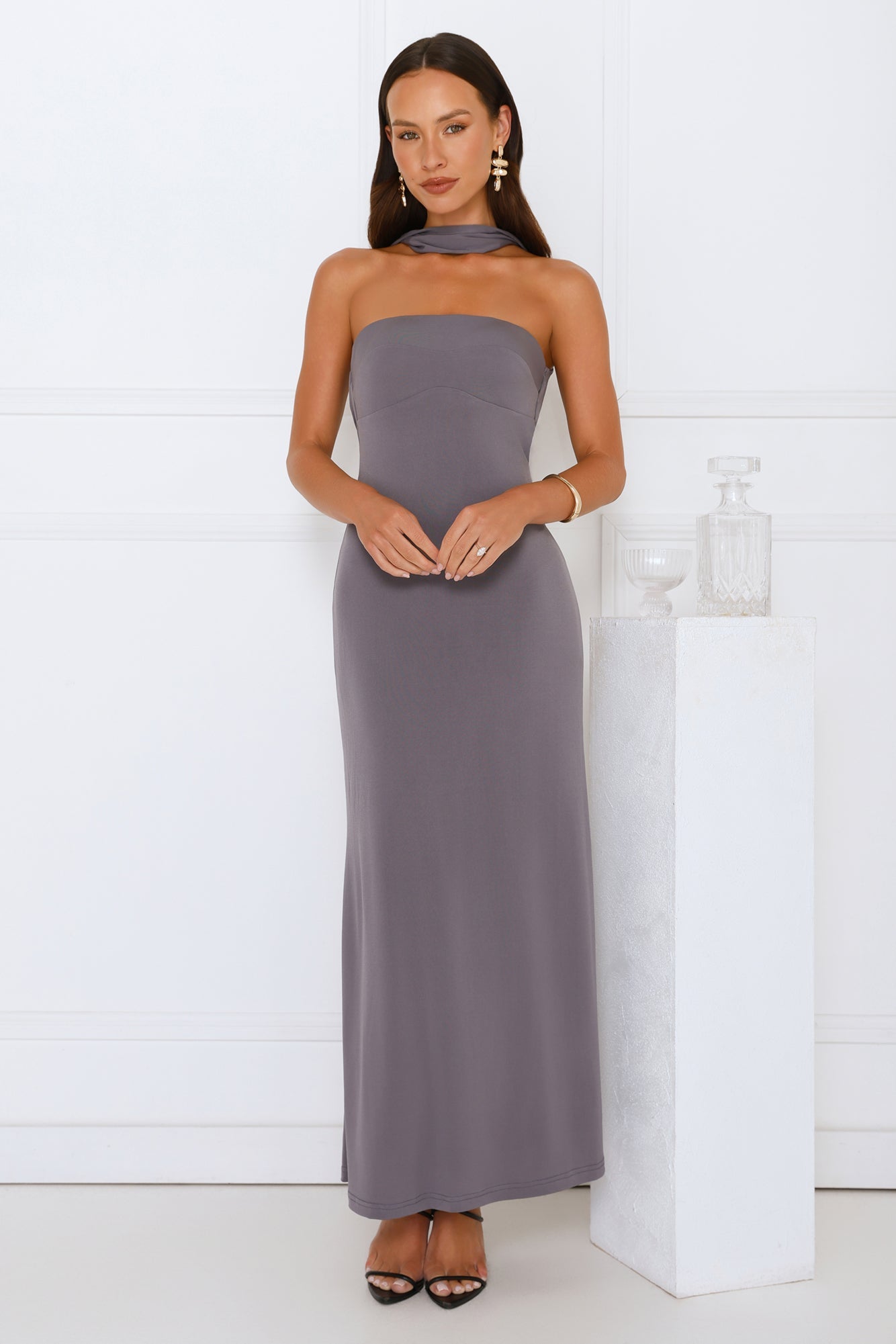 Starlight Serenade Maxi Dress Grey