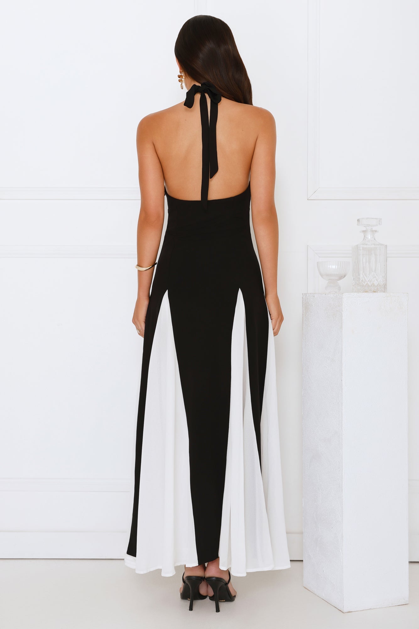 Starry Soirée Halter Maxi Dress Black
