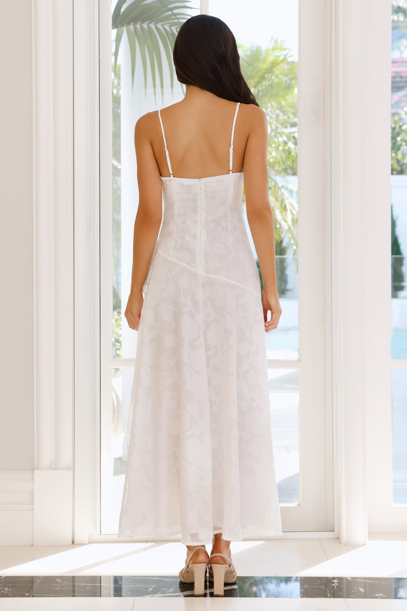Sapphire Cascade Midi Dress White