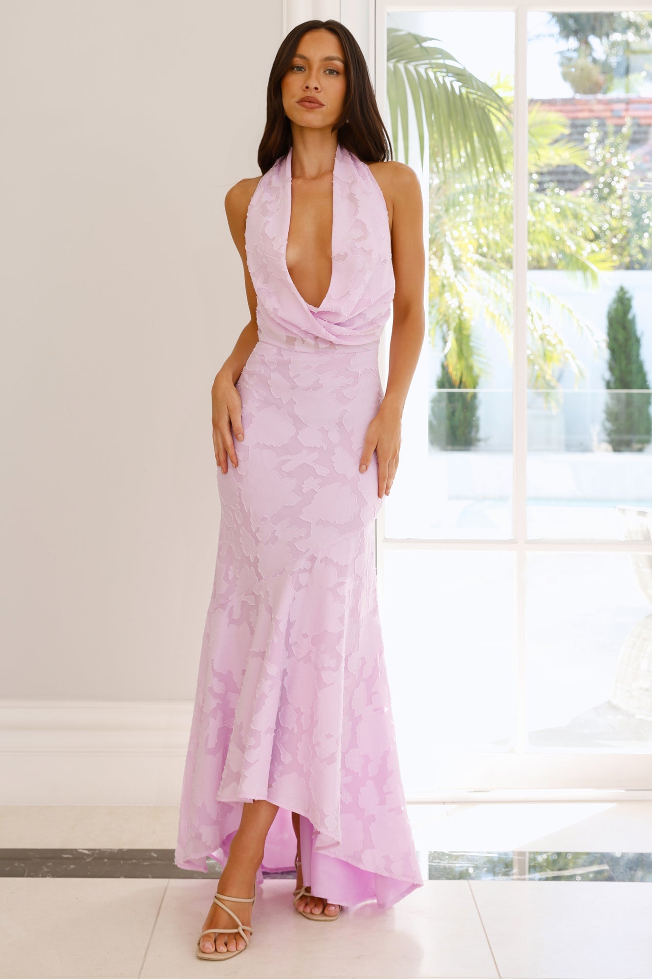 Garden Gems Halter Maxi Dress Lilac