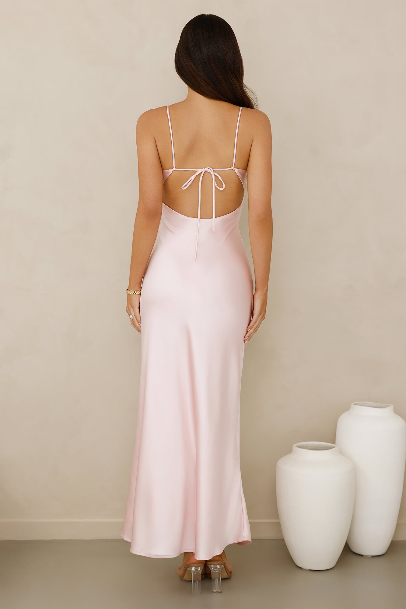 Chic 'Fit Slip Satin Maxi Dress Pink