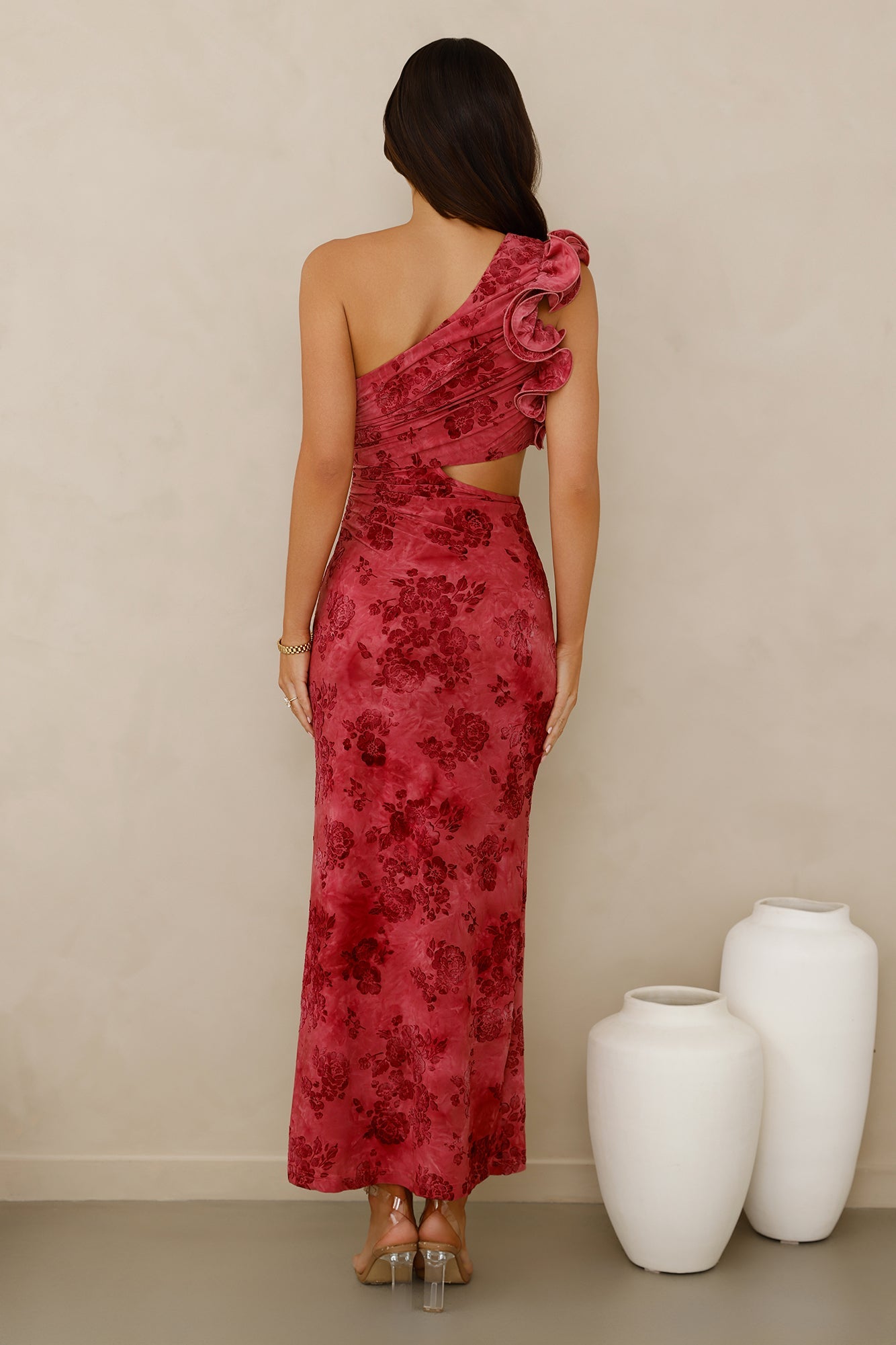 Mystique Beauty One Shoulder Maxi Dress Pink