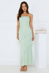 Luxe Minimalist Mesh Maxi Dress Sage