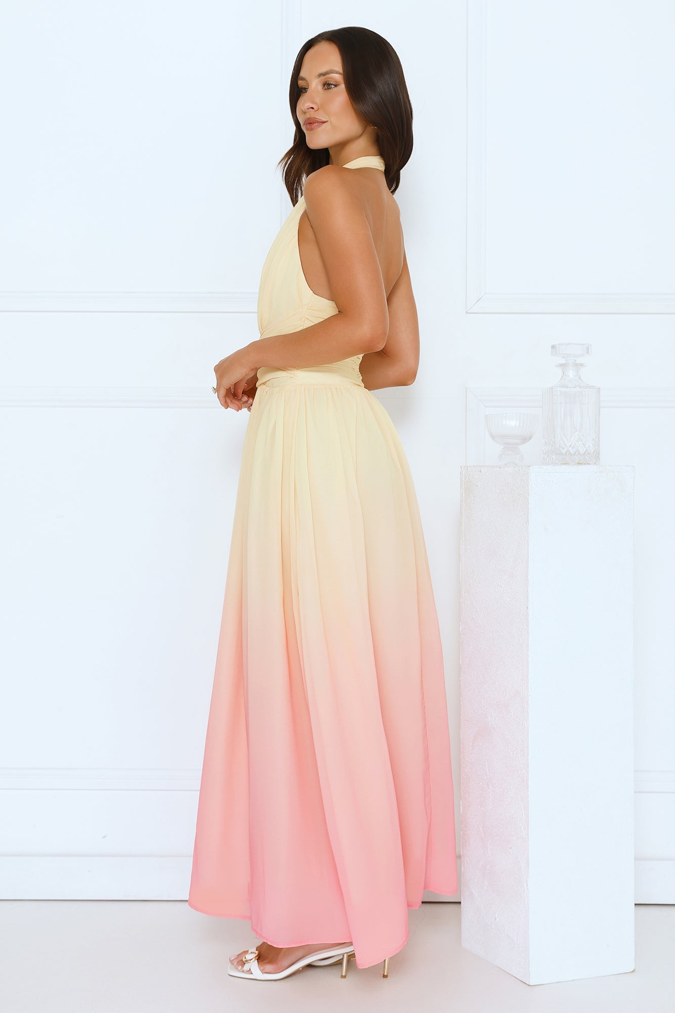 Angel Bloom Halter Maxi Dress Yellow