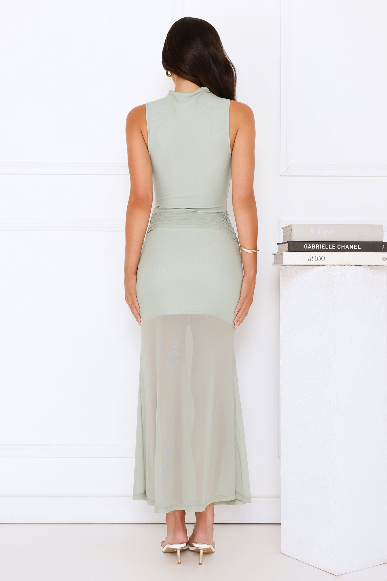 Dazzle Me Darling Mesh Maxi Dress Sage