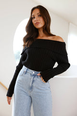 Winter Date Night Knit Top Black