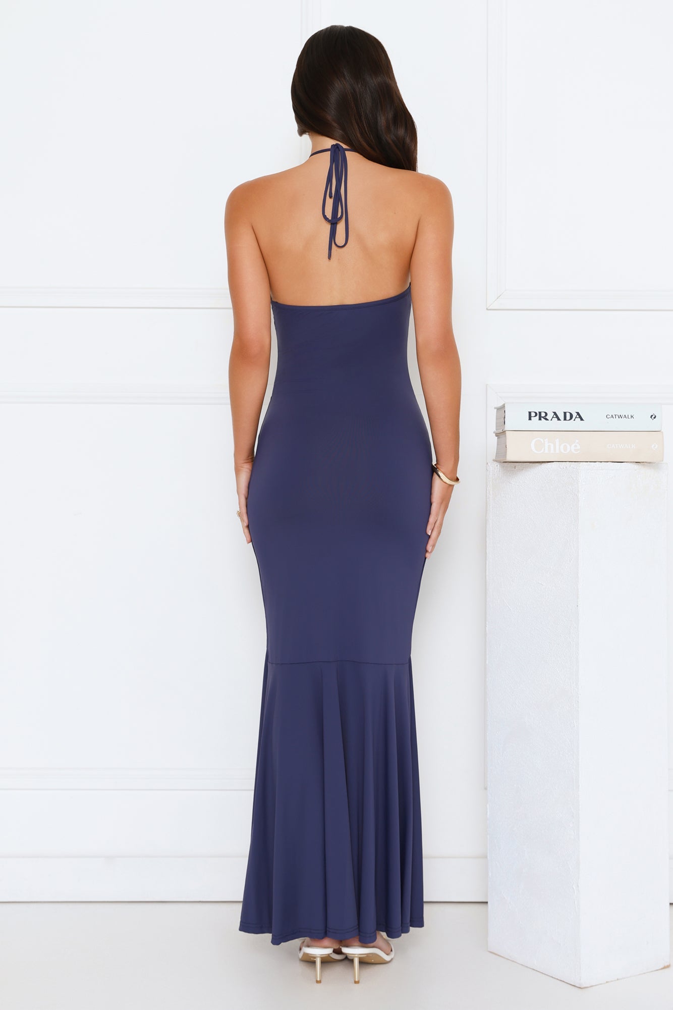 Twirl Season Halter Maxi Dress Navy