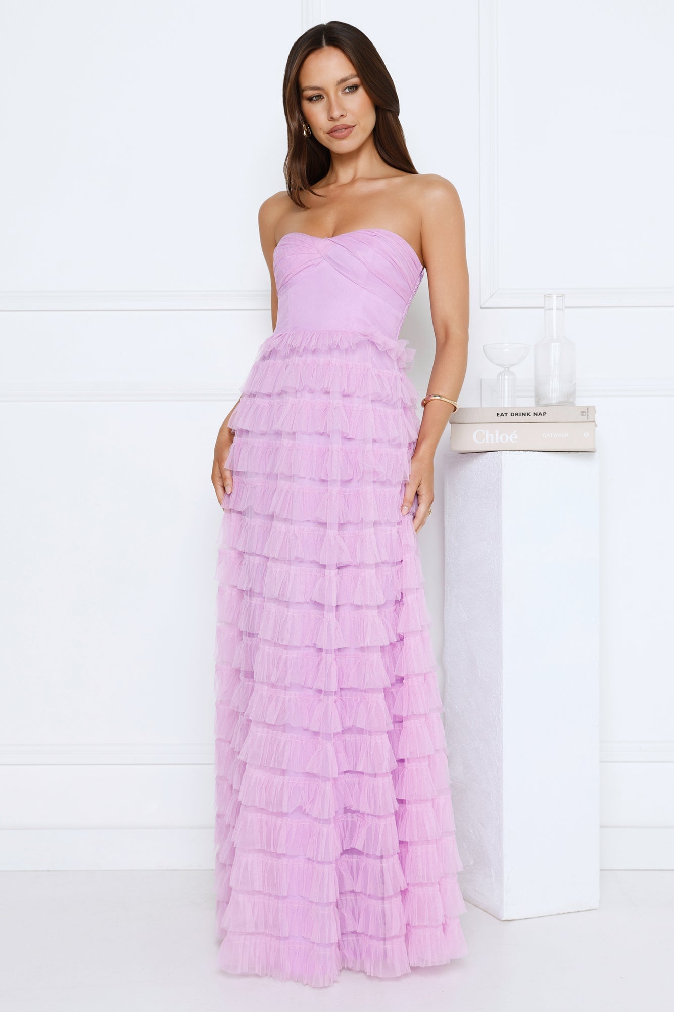 Lovers In Paris Strapless Tulle Maxi Dress Lilac