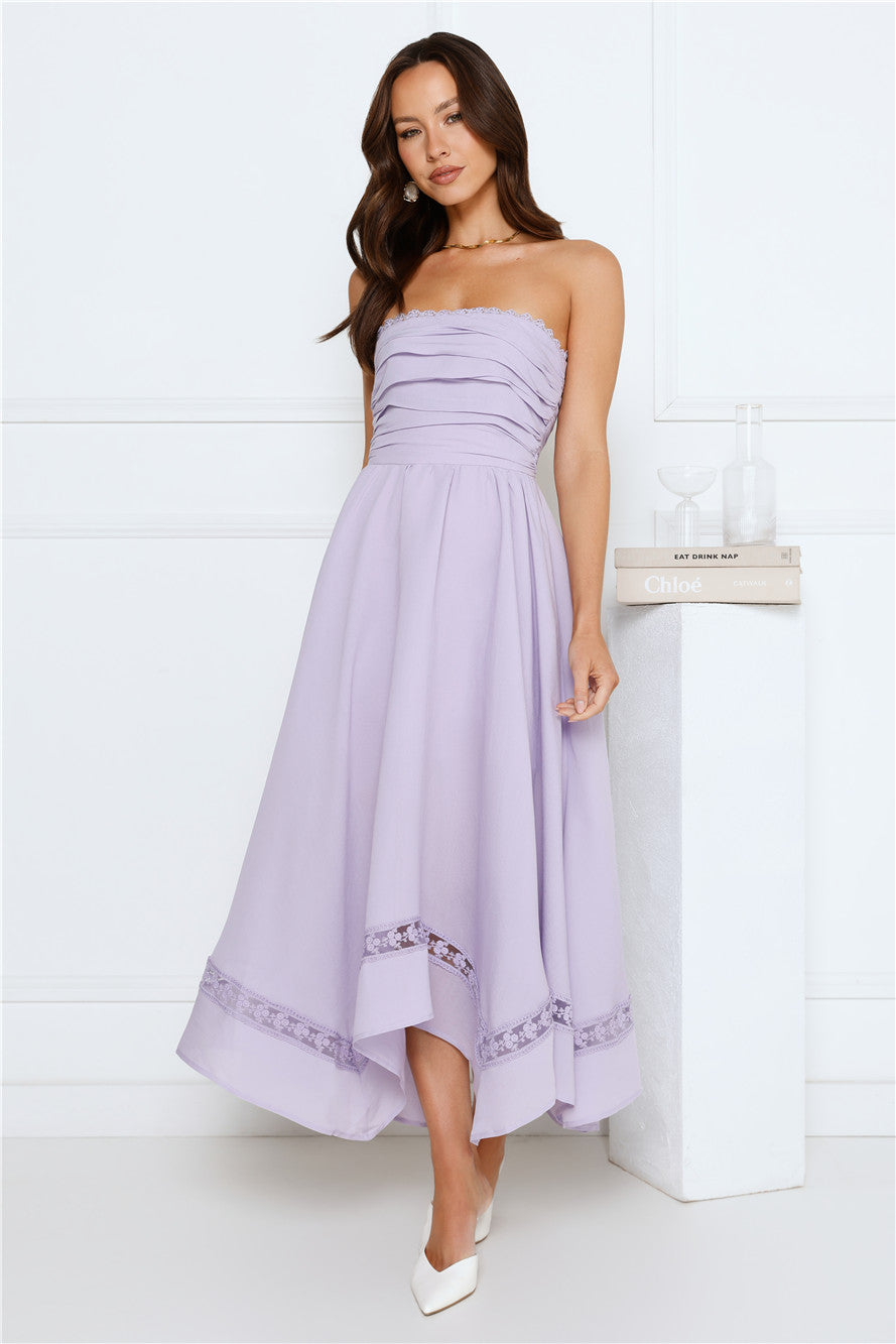 Visit The Moon Strapless Midi Dress Lilac
