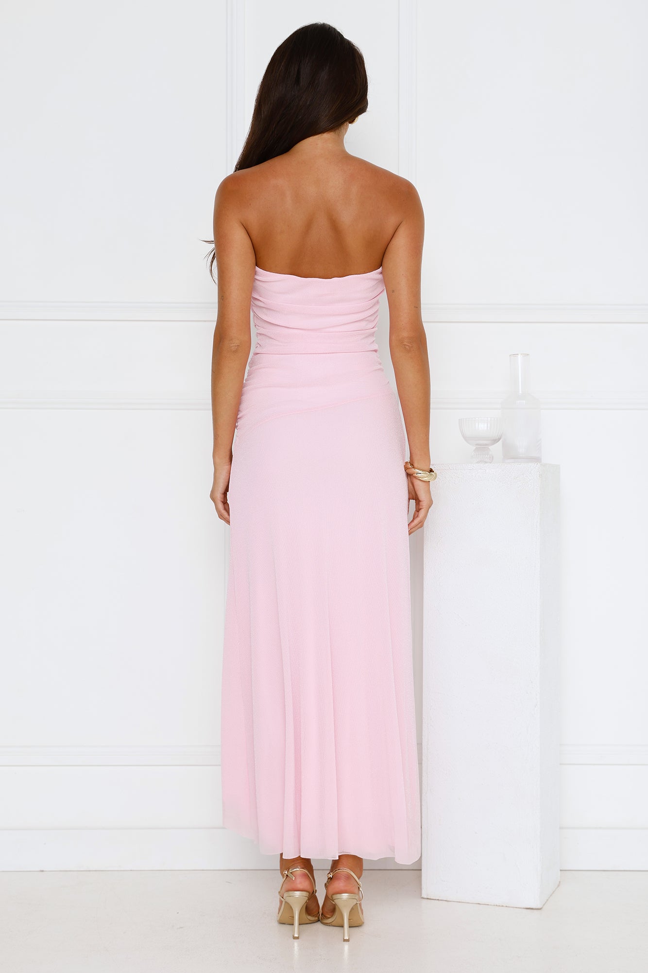 Berry Seduction Strapless Maxi Dress Pink