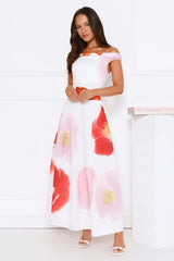 Petal To The Party Off Shoulder Maxi Dress White
