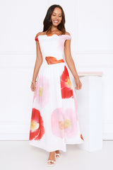 Petal To The Party Off Shoulder Maxi Dress White