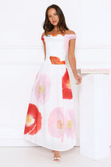 Petal To The Party Off Shoulder Maxi Dress White