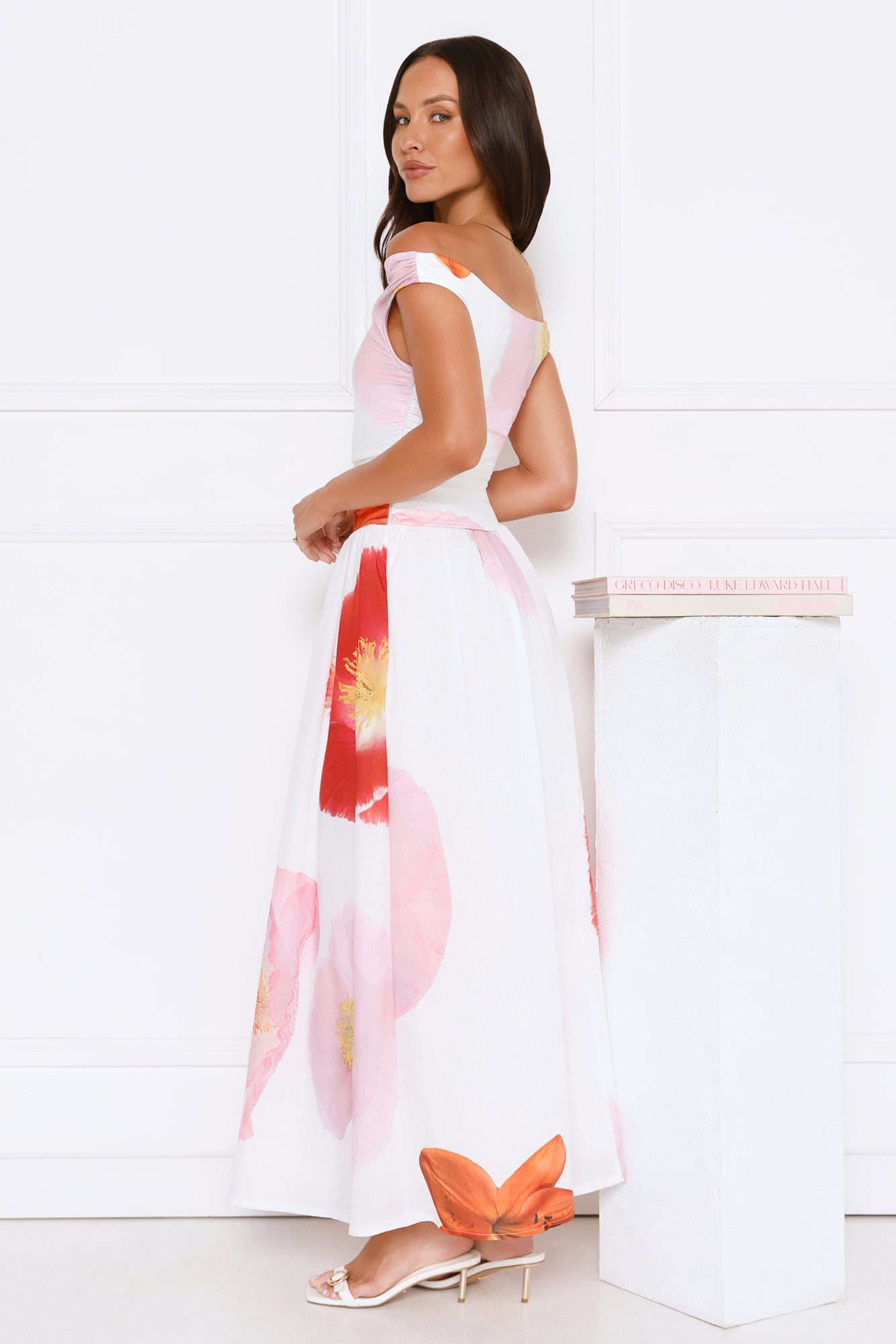 Petal To The Party Off Shoulder Maxi Dress White