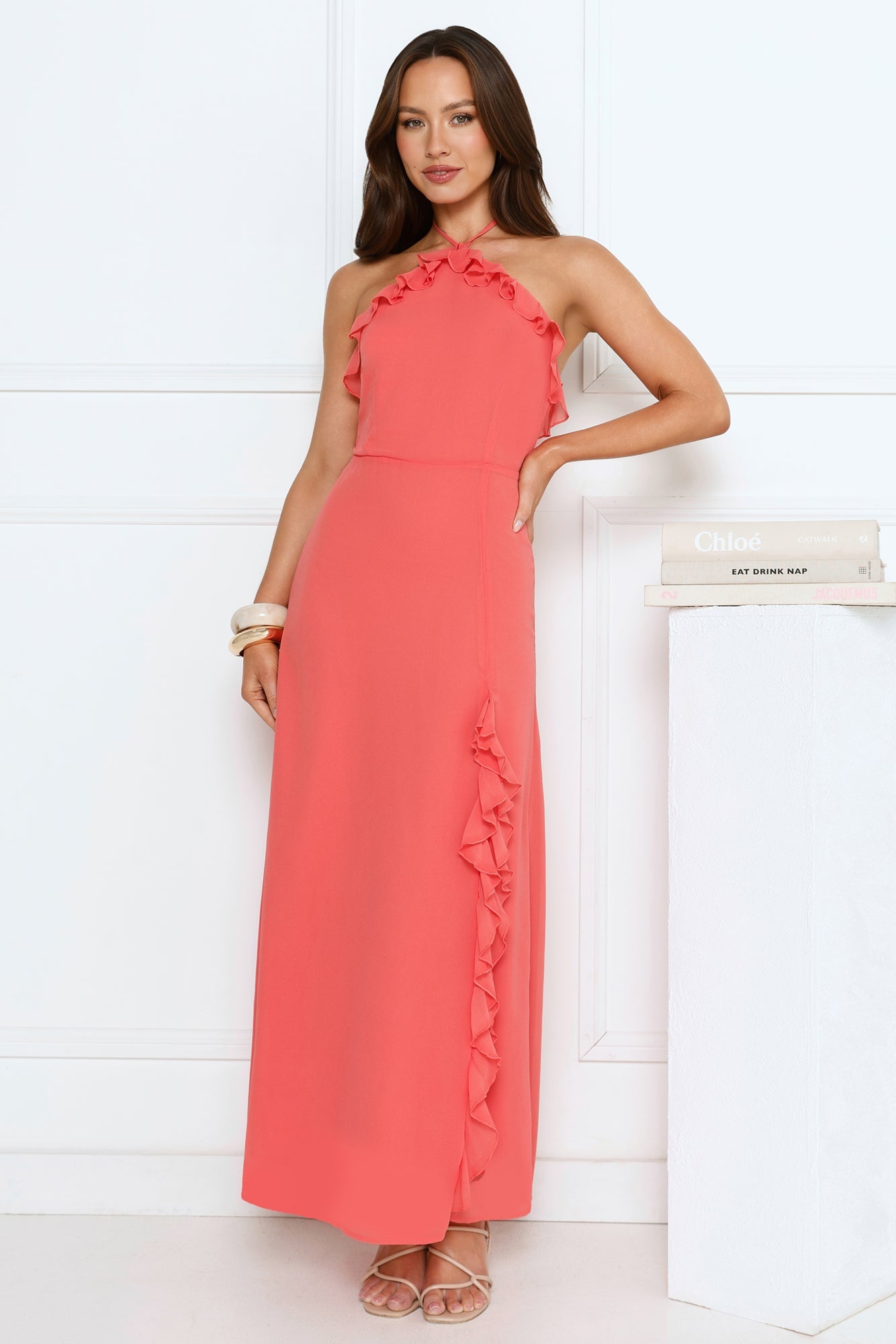 Love Potion Halter Maxi Dress Peach