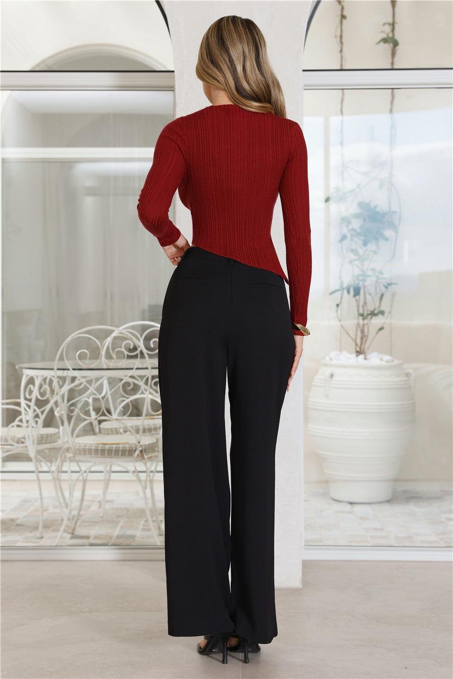 Off To Work Long Sleeve Top Wine