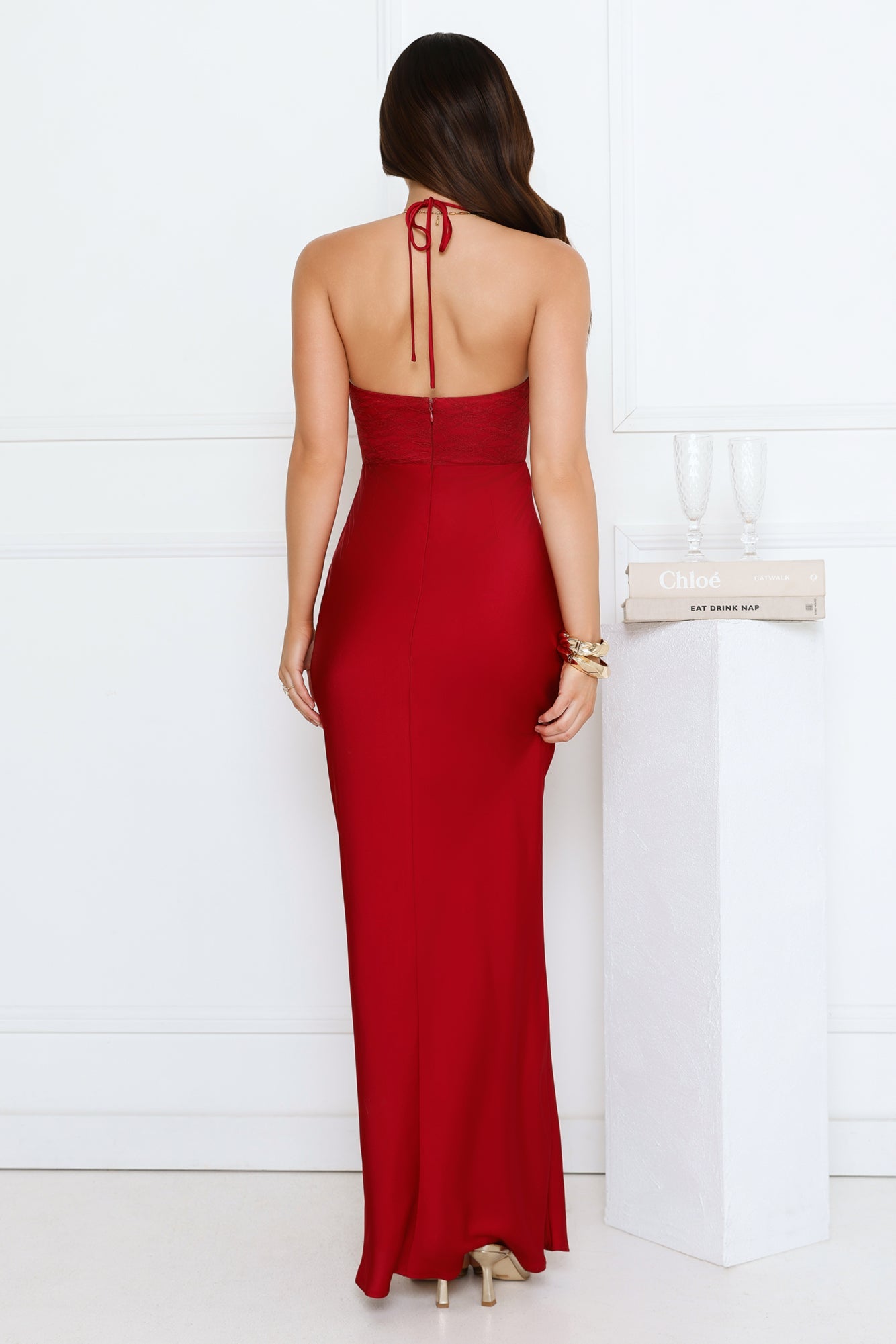 Romanced By You Satin Maxi Dress Wine