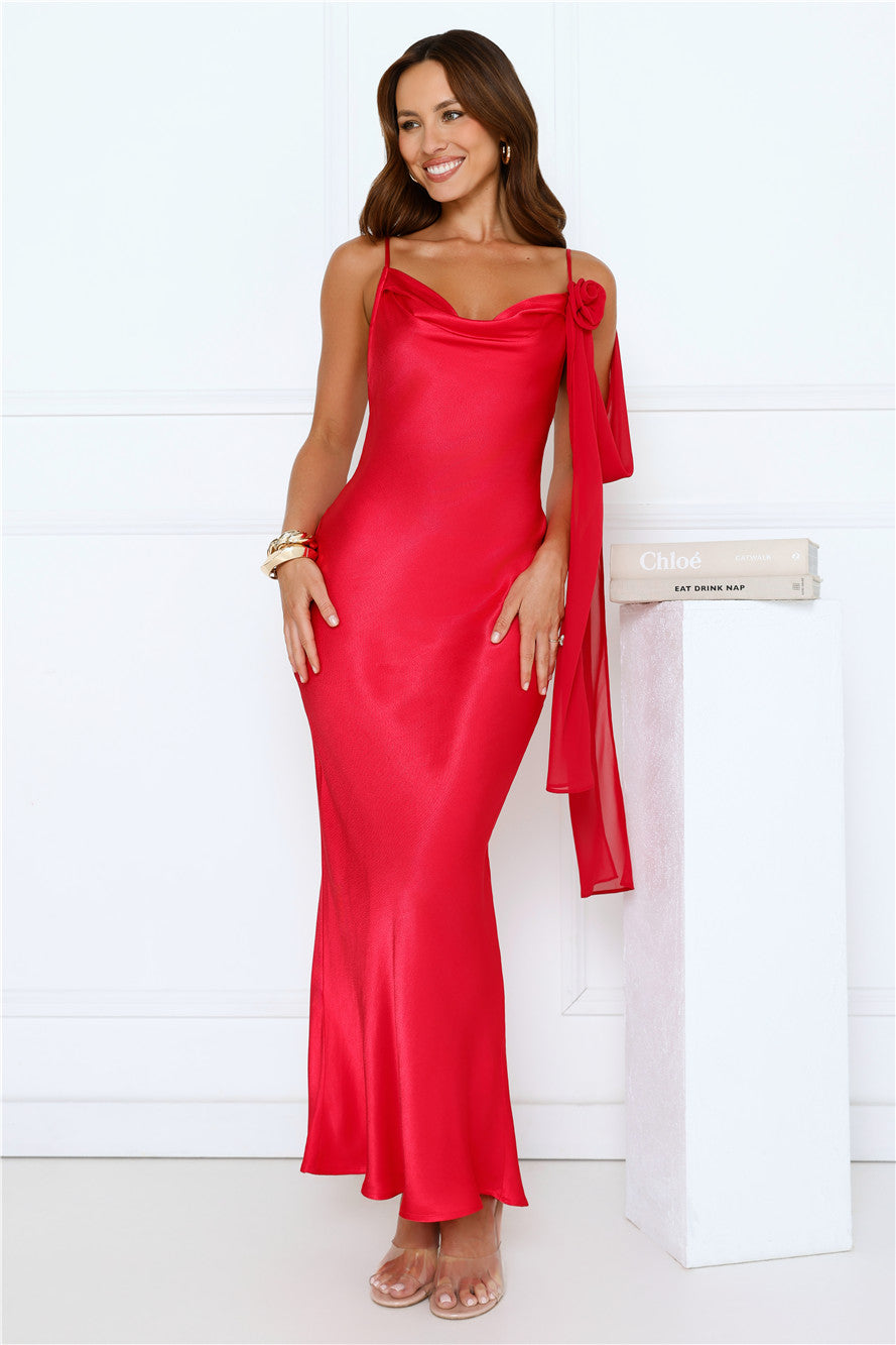 Lover Of Luxe Satin Maxi Dress Red