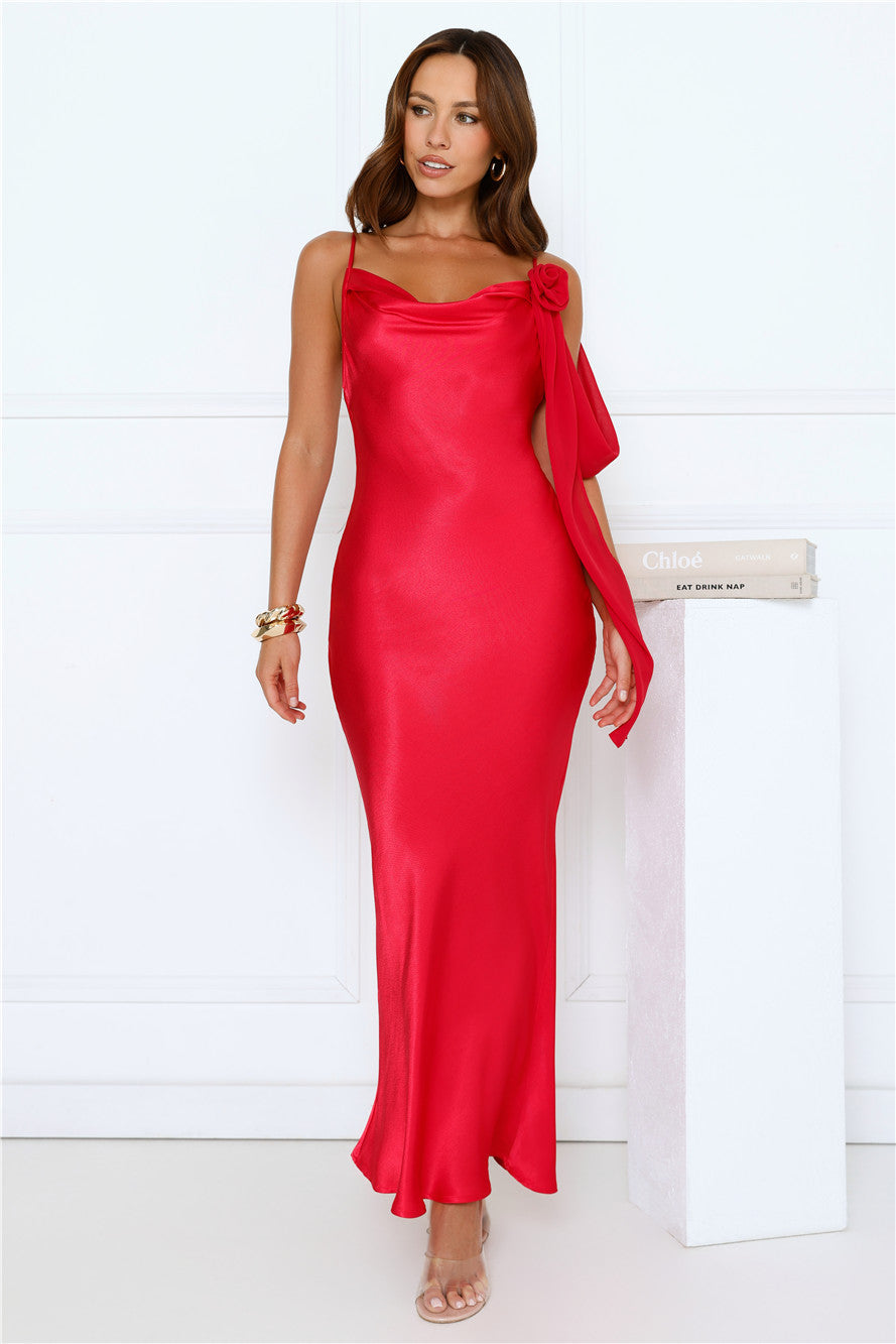 Lover Of Luxe Satin Maxi Dress Red