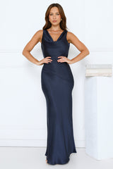 Seen For You Cowl Neck Satin Maxi Dress Dark Navy