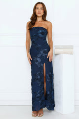 Iconic Influence Strapless Mesh Maxi Dress Navy