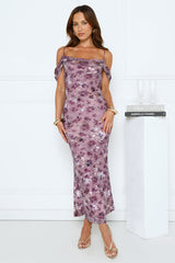 Celeste Glow Off Shoulder Maxi Dress Plum